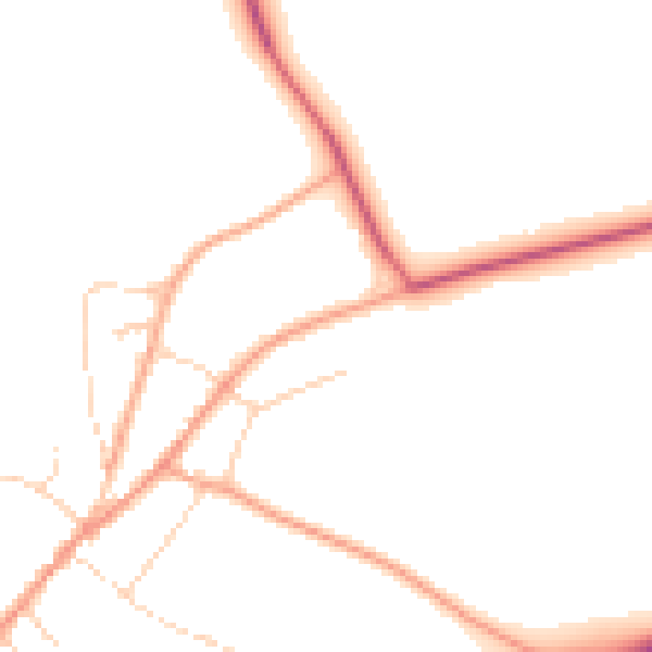 Daytime road noise heatmap for IP22 1DB