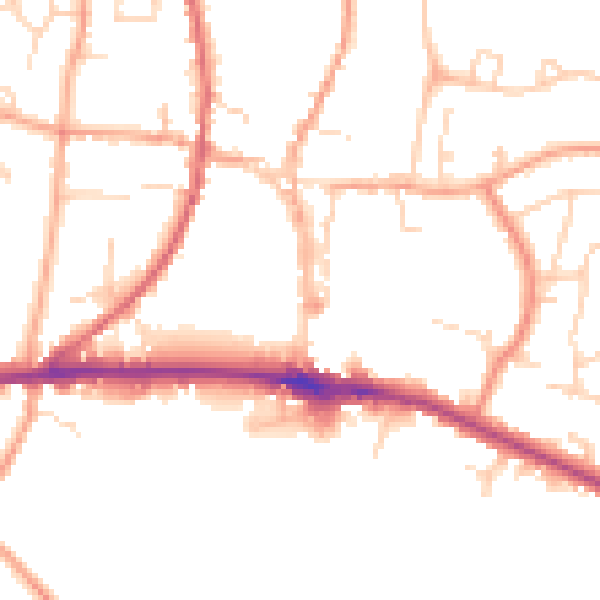 Daytime road noise heatmap for IP22 4AG