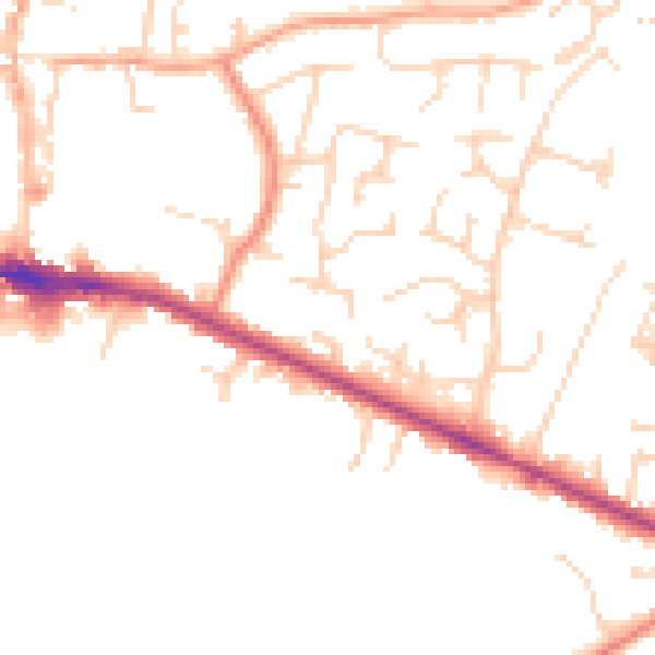 Daytime road noise heatmap for IP22 4HJ