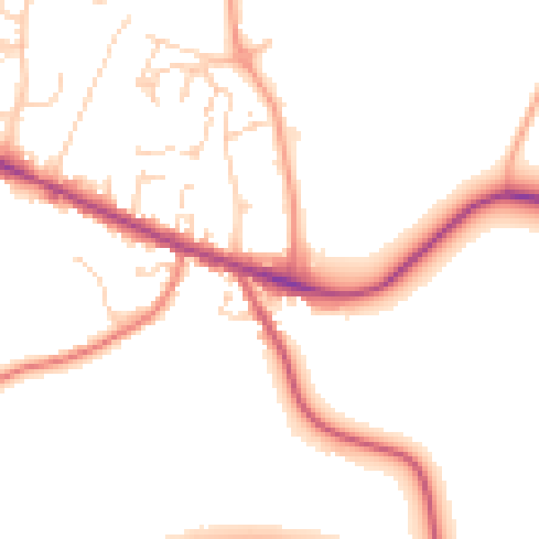 Daytime road noise heatmap for IP22 4HZ