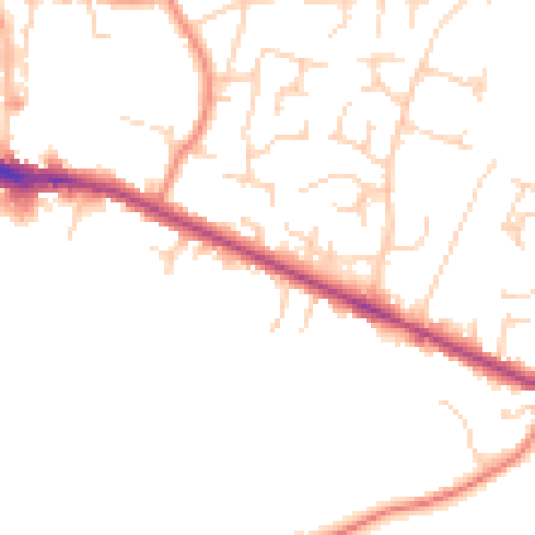 Daytime road noise heatmap for IP22 4JG