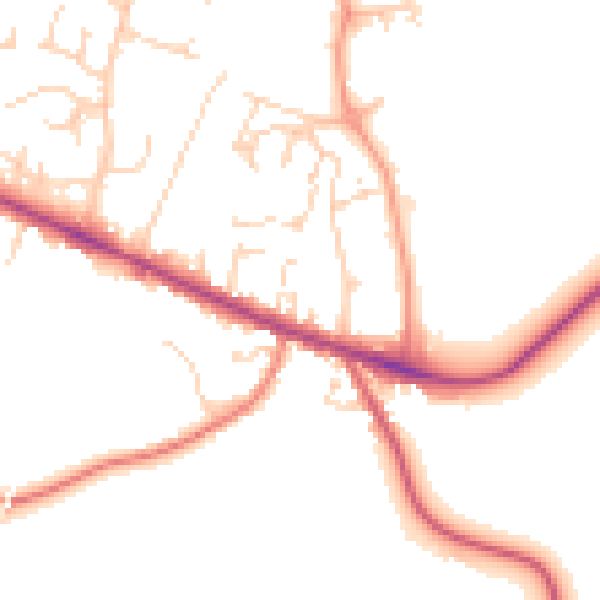 Daytime road noise heatmap for IP22 4JW