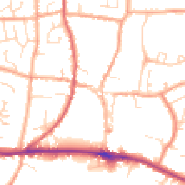 Daytime road noise heatmap for IP22 4JZ