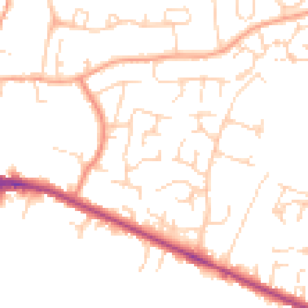 Daytime road noise heatmap for IP22 4PZ