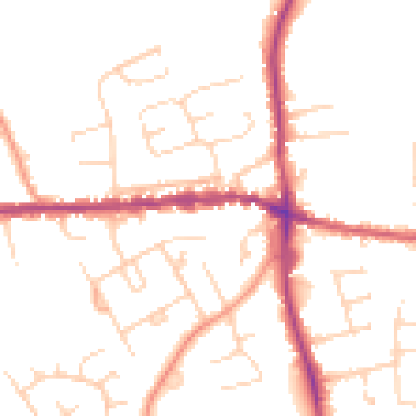 Daytime road noise heatmap for IP25 6AB