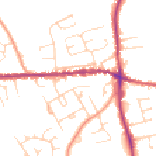 Daytime road noise heatmap for IP25 6AJ