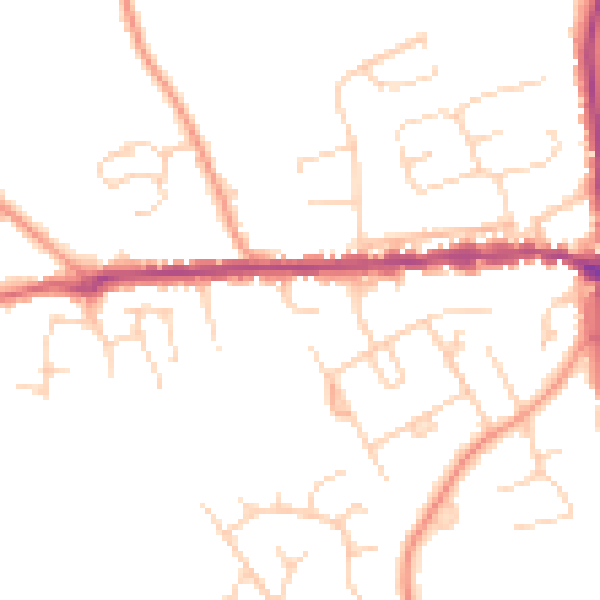 Daytime road noise heatmap for IP25 6AP