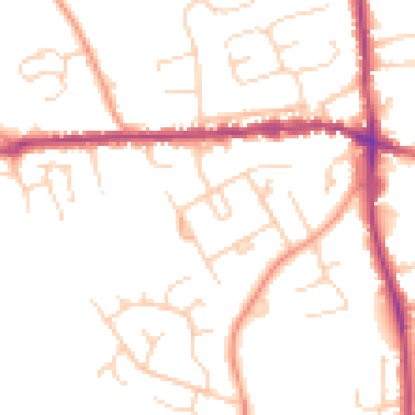 Daytime road noise heatmap for IP25 6AS