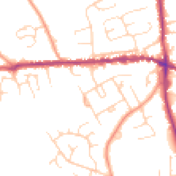 Daytime road noise heatmap for IP25 6AT