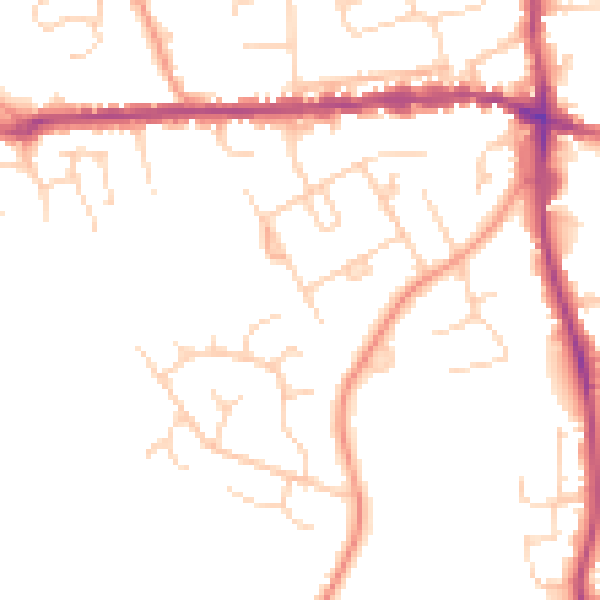 Daytime road noise heatmap for IP25 6AU