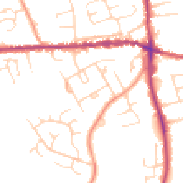 Daytime road noise heatmap for IP25 6AX