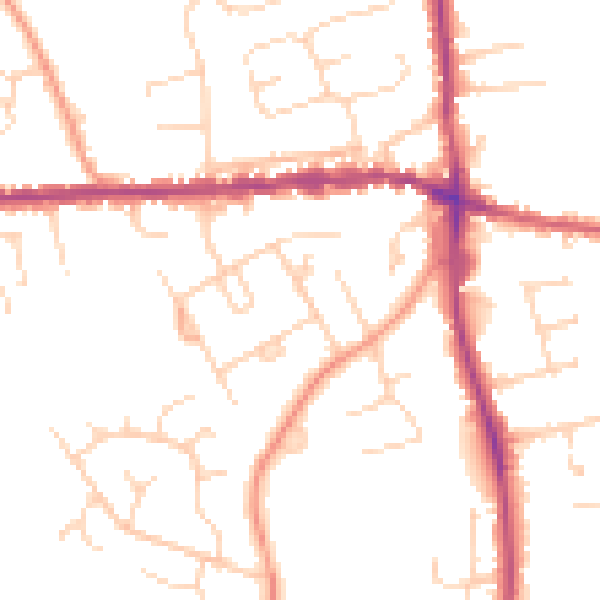 Daytime road noise heatmap for IP25 6AY
