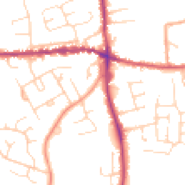 Daytime road noise heatmap for IP25 6BD