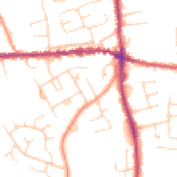 Daytime road noise heatmap for IP25 6BE