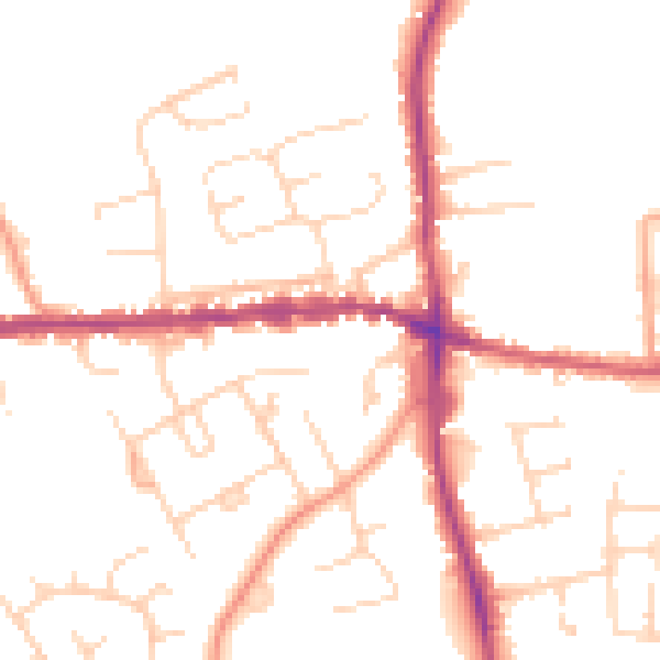 Daytime road noise heatmap for IP25 6BF