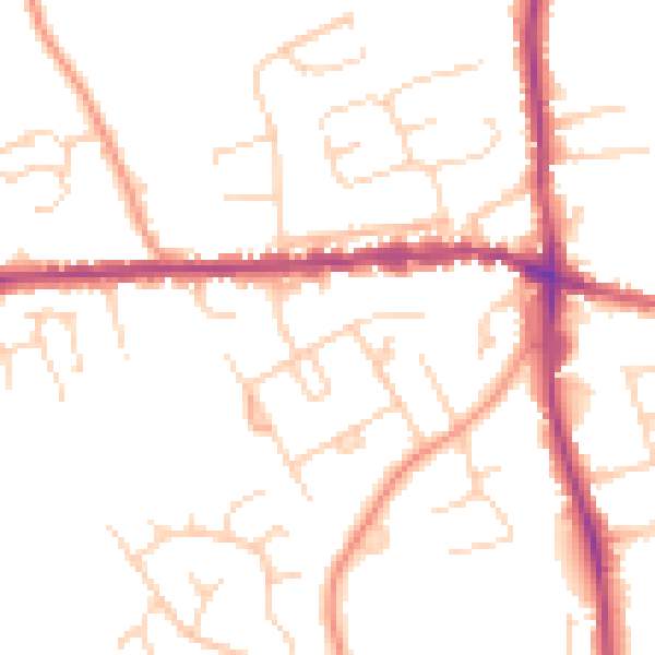 Daytime road noise heatmap for IP25 6BG