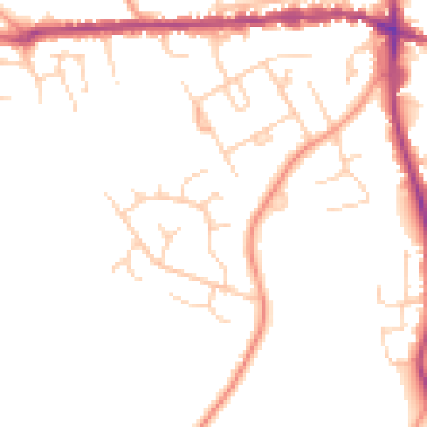 Daytime road noise heatmap for IP25 6BW