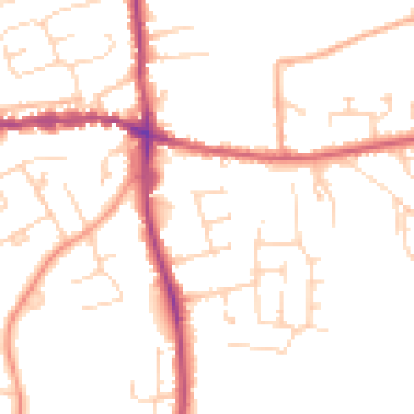 Daytime road noise heatmap for IP25 6BZ