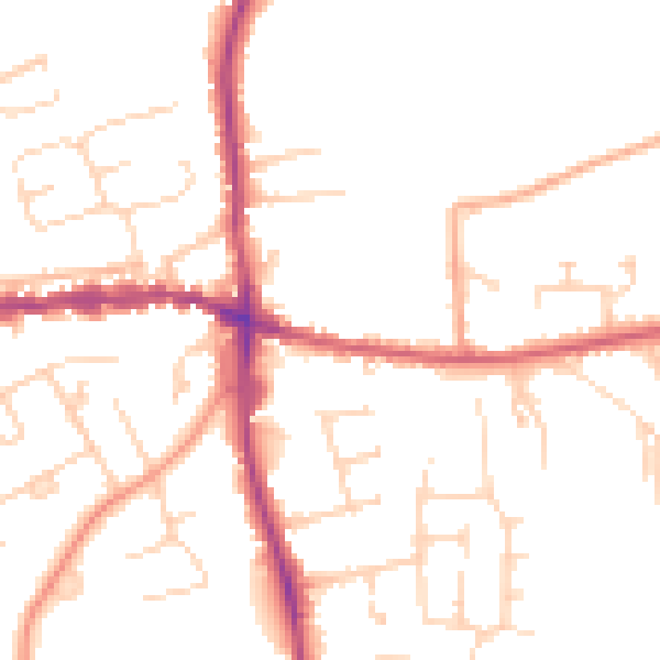 Daytime road noise heatmap for IP25 6DA