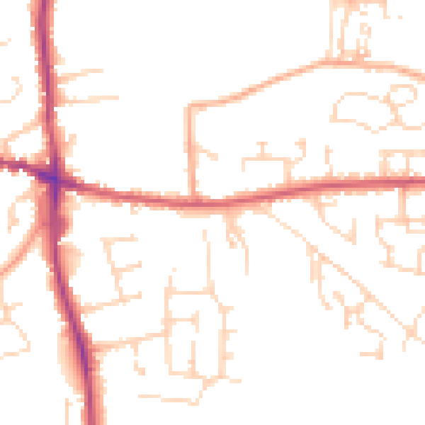 Daytime road noise heatmap for IP25 6DF