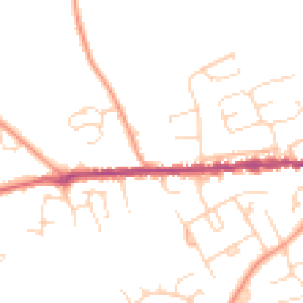 Daytime road noise heatmap for IP25 6DG