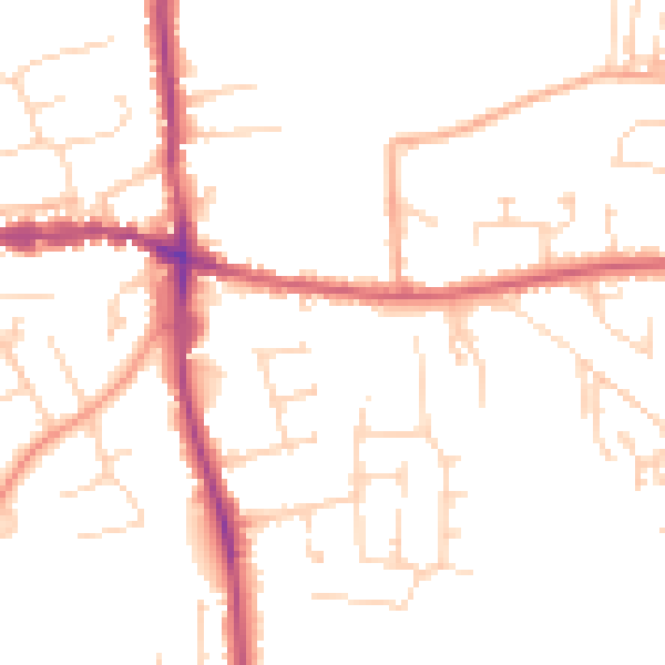 Daytime road noise heatmap for IP25 6DJ