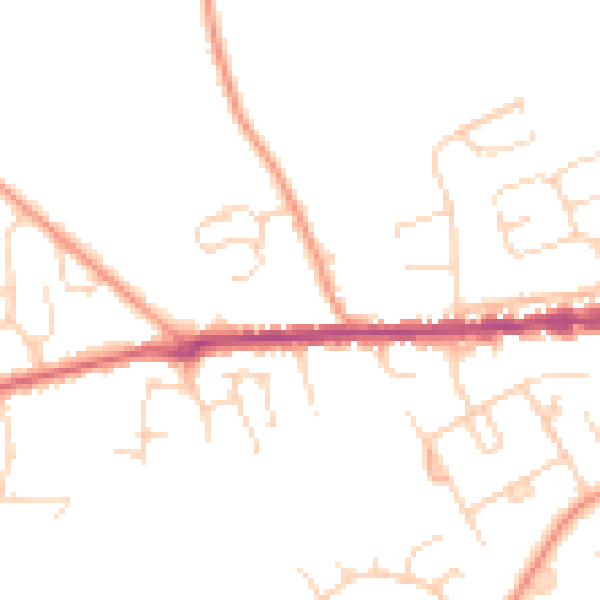 Daytime road noise heatmap for IP25 6ES
