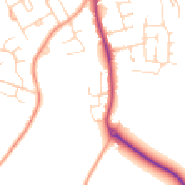 Daytime road noise heatmap for IP25 6UR
