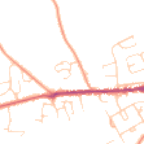 Daytime road noise heatmap for IP25 6ZA