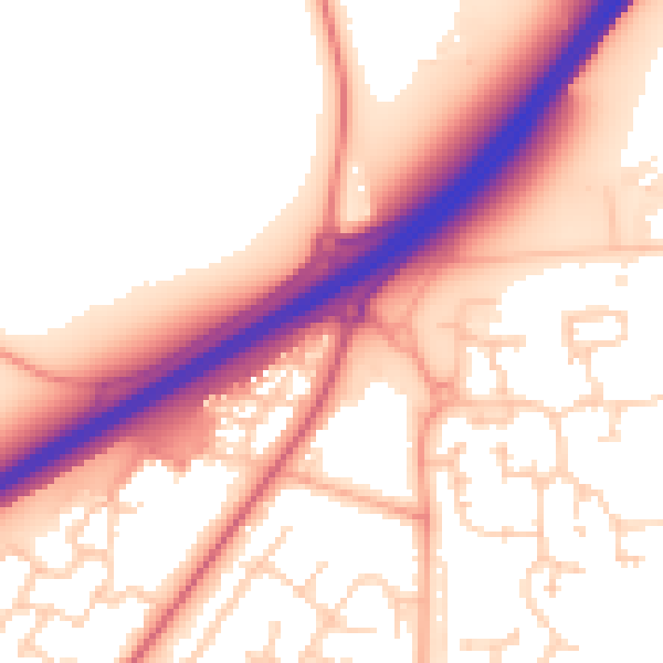 Daytime road noise heatmap for IP28 1AB