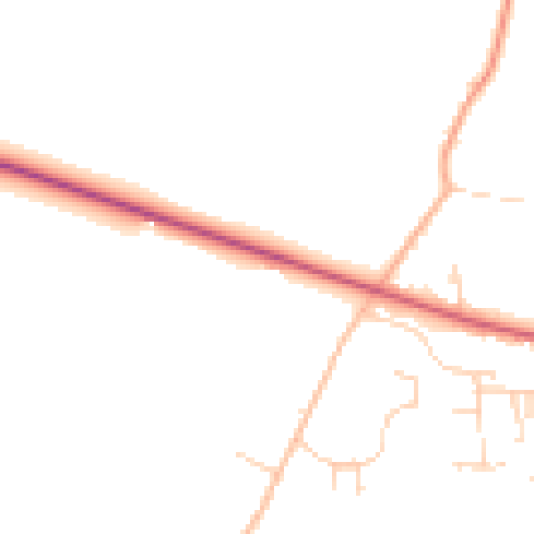 Daytime road noise heatmap for IP31 2QQ