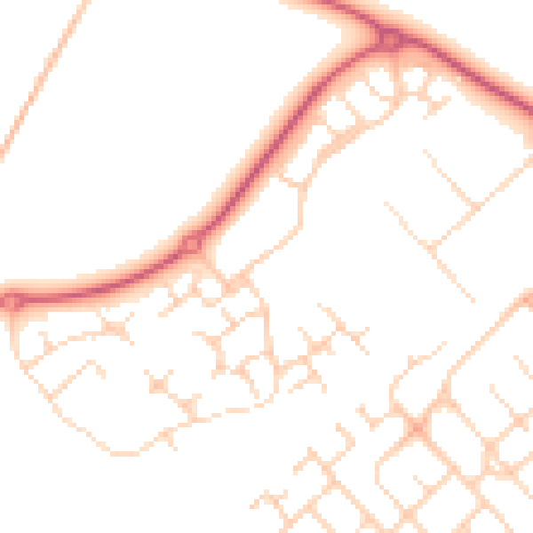 Daytime road noise heatmap for IP32 6TQ
