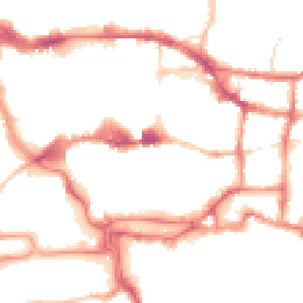 Night-time road noise heatmap for IP4 1AP