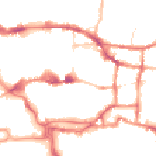 Night-time road noise heatmap for IP4 1AU
