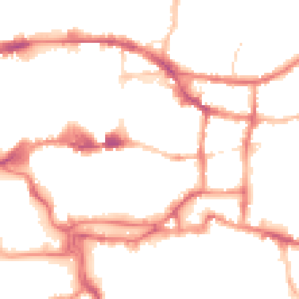 Night-time road noise heatmap for IP4 1BA