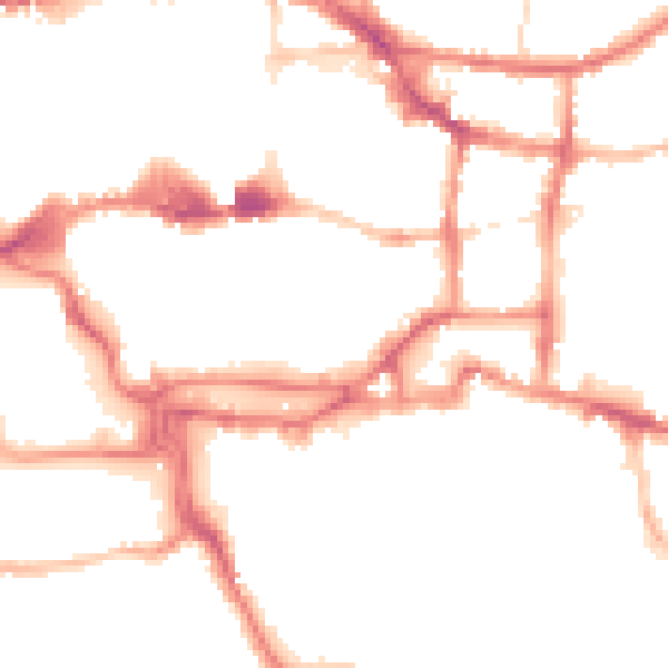 Night-time road noise heatmap for IP4 1BP
