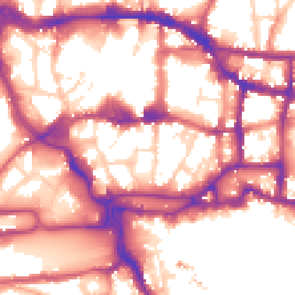 Daytime road noise heatmap for IP4 1DL