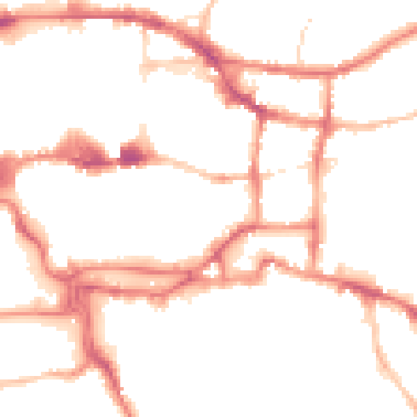 Night-time road noise heatmap for IP4 1DY