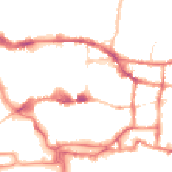 Night-time road noise heatmap for IP4 1EB