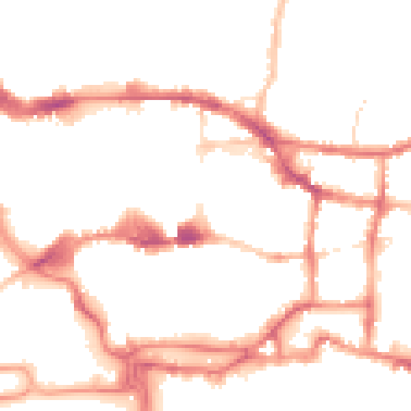 Night-time road noise heatmap for IP4 1ED