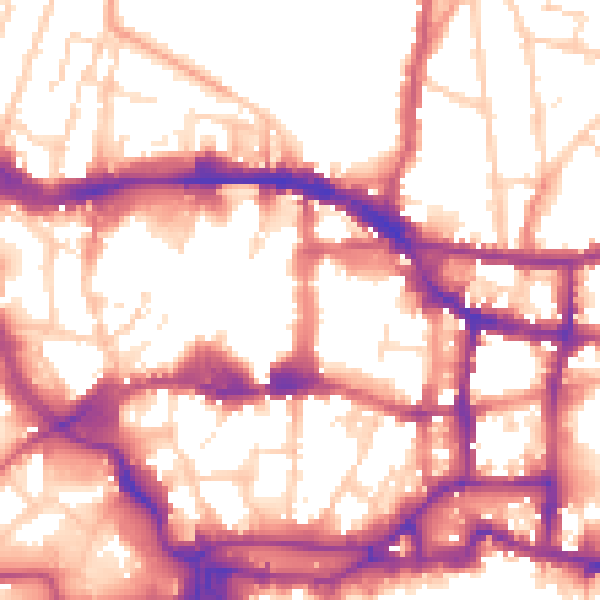 Daytime road noise heatmap for IP4 1EE