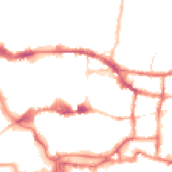 Night-time road noise heatmap for IP4 1EE