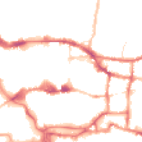 Night-time road noise heatmap for IP4 1EG
