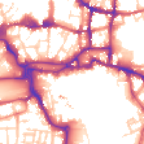 Daytime road noise heatmap for IP4 1FF