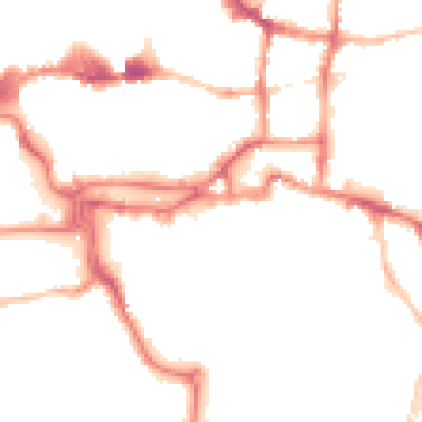 Night-time road noise heatmap for IP4 1FF