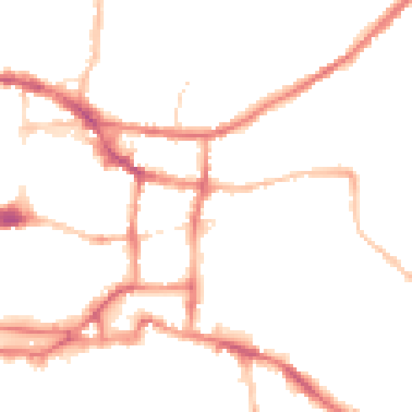 Night-time road noise heatmap for IP4 1LS