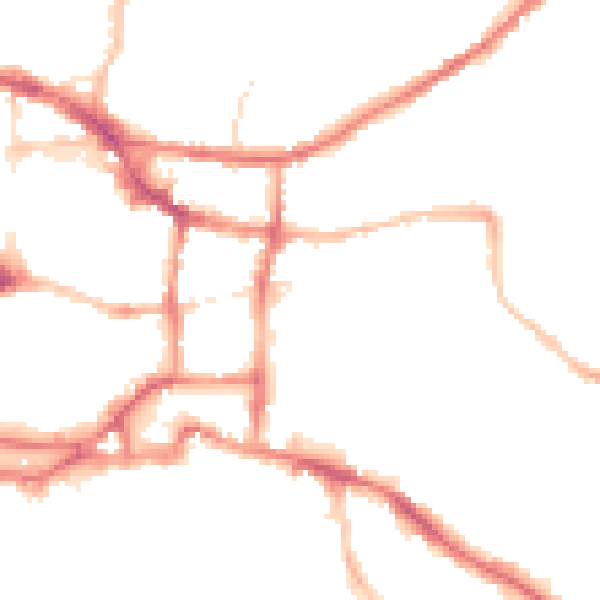 Night-time road noise heatmap for IP4 1NF