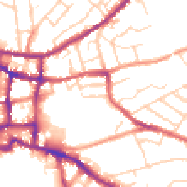 Daytime road noise heatmap for IP4 1NT
