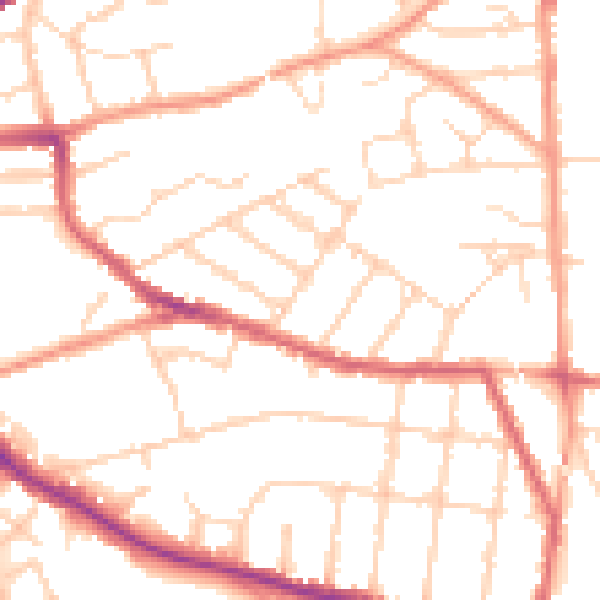 Daytime road noise heatmap for IP4 1PP
