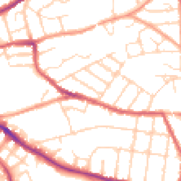 Daytime road noise heatmap for IP4 1PS